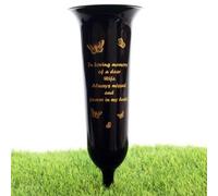Direct Florist Supplies - Black Plastic Memorial Grave Vase - Various Names Available Verse Graveside Remembrance (Black, Wife)