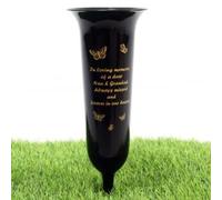 Direct Florist Supplies - Black Plastic Memorial Grave Vase - Various Names Available Verse Graveside Remembrance (Black, Nan & Grandad)