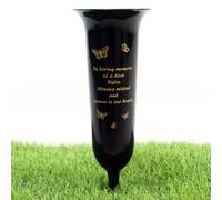 Direct Florist Supplies - Black Plastic Memorial Grave Vase - Various Names Available Verse Graveside Remembrance (Black, Sister)