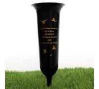 Direct Florist Supplies - Black Plastic Memorial Grave Vase - Various Names Available Verse Graveside Remembrance (Black, Grandad)