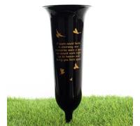 Direct Florist Supplies - Black Plastic Memorial Grave Vase - Various Names Available Verse Graveside Remembrance (Black, Stairway To Heaven)