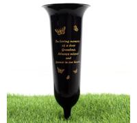 Direct Florist Supplies - Black Plastic Memorial Grave Vase - Various Names Available Verse Graveside Remembrance (Black, Grandma)
