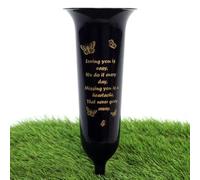 Direct Florist Supplies - Black Plastic Memorial Grave Vase - Various Names Available Verse Graveside Remembrance (Black, Loving You Is Easy)
