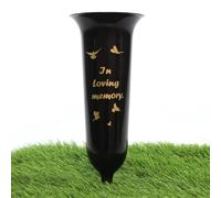 Direct Florist Supplies - Black Plastic Memorial Grave Vase - Various Names Available Verse Graveside Remembrance (Black, In Loving Memory)