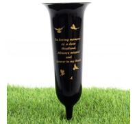 Direct Florist Supplies - Black Plastic Memorial Grave Vase - Various Names Available Verse Graveside Remembrance (Black, Husband)