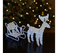 Direct Furniture Deals 120cm LED Reindeer and Sleigh Christmas Tube Lights - Large Outdoor Xmas Decoration, Weatherproof Festive Display for Garden, Pathway or Front Lawn