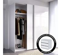 Direct Furniture Suppliers Ltd Arm 2 Door Sliding Wardrobe 150Cm Wide In White + Arc Internal 3 Draw Chest Bundle