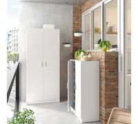 Direct Furniture Suppliers Ltd Baltic Tall White Bathroom Storage Cabinet With 2 Doors- Slim Reversible Design