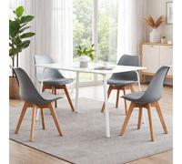 Direct Furniture Suppliers Ltd Dc- Louvre Pair Of Oak & Grey Dining Chairs With Comfy Padded Cushions - Modern Chairs For Home Living