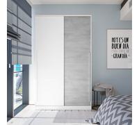 Direct Furniture Suppliers Ltd Top 2 Door Large Modern Sliding Bedroom Wardrobe - White & Grey Finish - H: 200Cm X W: 120Cm X D: 50Cm