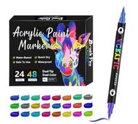 Direct Liquid Acrylic Paint Pens - 24/48/72 Colors Acrylic Paint Marker Pens Double Tip Double Sided Colouring Markers Acrylic Paint Pens For Rock Painting Wood Glass Stone Wood Ceramic Supplies