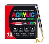 Direct Liquid Soft Head Marker - Waterproof Fine & Brush Tip Tool, Multi-Purpose Permanent Acrylic Paint Pen | Features ABS Body, Smooth High Pigment Flow for Canvas Wood Crafts