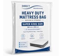 Direct Manufacturing Mattress Storage Bag, 400-Gauge Polythene, Super King Bed Size (180x200x30 cm), Waterproof Protection for Moving House and Storage