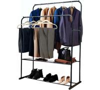 Direct Online Houseware Heavy Duty Double Clothes Rail with Shoe Rack 2-Tier Wardrobe Organizer 153cm x 110cm x 50cm