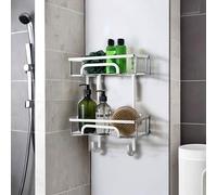 Direct Online Houseware House Of Home 2-Tier Hanging Shower Caddy, Rust-Proof Waterproof Bathroom Storage Shelf Silver Premium Nano-Coated Steel, Over-Door/Wall Mount Organiser