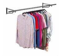 Direct Online Houseware House of Home Heavy Duty Wall Mounted Clothes Rail - Hanging Coat Rack Wardrobe Replacement - Clothes Storage & Organiser for Shirts, Coats, Jackets & Hat (Black, 6ft Wide)