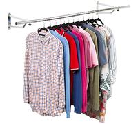 Direct Online Houseware House of Home Heavy Duty Wall Mounted Clothes Rail - Hanging Coat Rack Wardrobe Replacement - Clothes Storage & Organiser for Shirts, Coats, Jackets & Hat (Chrome, 4ft Wide)
