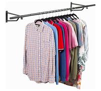Direct Online Houseware House of Home Heavy Duty Wall Mounted Clothes Rail - Hanging Coat Rack Wardrobe Replacement - Clothes Storage & Organiser for Shirts, Coats, Jackets & Hat (Black, 5ft Wide)