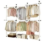 Direct Online Houseware Triple Telescopic Wardrobe Organiser Hanging Rail Clothes Rack Adjustable Storage Shelving