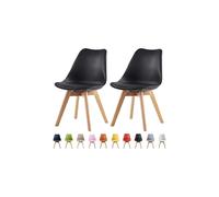Direct Set of 2 Dining Chairs Wooden Legs Soft Cushion Pad Stylish DELUXE Retro Lounge Dining Office