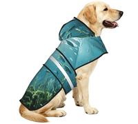 Direct Sunlight On The Seabed Waterproof Dog Raincoat And Rain Jacket For Small Medium Large Dogs With Reflective Stripes And Adjustable Belly Strap