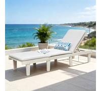 Direct Wicker 5-Position Adjustable Acacia Wood Lounge with Cushions in Cream | Size: 1 Pack Direct Wicker Cream 1 Pack