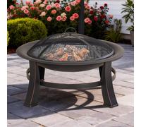 Direct Wicker Outdoor Round Fire Pit Bowl with Rain Cover Portable Garden Heater in Black | Size: 1 Pack Direct Wicker Black 1 Pack