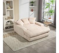 Direct Wicker Oversized Upholstered Soft Chaise Lounge Sofa with 2 Throw Pillows in Beige | Size: 1 Pack Direct Wicker Beige 1 Pack