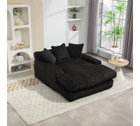 Direct Wicker Oversized Upholstered Soft Chaise Lounge Sofa with 2 Throw Pillows in Black | Size: 1 Pack Direct Wicker Black 1 Pack