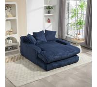 Direct Wicker Oversized Upholstered Soft Chaise Lounge Sofa with 2 Throw Pillows in Navy | Size: 1 Pack Direct Wicker Navy 1 Pack