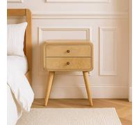 Direct Wicker Solid Wood Curved Oak-ish Bedside, 2 Drawers, Beige in Light Brown | Size: 1 Pack Direct Wicker Light Brown 1 Pack