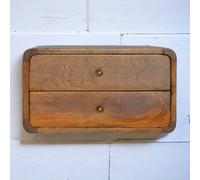 Direct Wicker Solid Wood Floating Curved Chestnut Bedside, 2 Drawers in Dark Brown | Size: 1 Pack Direct Wicker Dark Brown 1 Pack