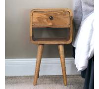 Direct Wicker Solid Wood Mini Oak-ish Curve Lower Bedside, 1 Drawer & Open Slot in Brown | Size: 1 Pack Direct Wicker Brown 1 Pack