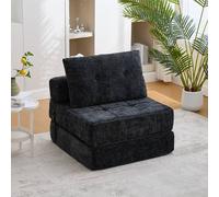 Direct Wicker Tufted Chenille Folding Sofa Bed with Pillow & Back Support in Black | Size: 1 Pack Direct Wicker Black 1 Pack