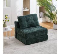 Direct Wicker Tufted Chenille Folding Sofa Bed with Pillow & Back Support in Emerald | Size: 1 Pack Direct Wicker Emerald 1 Pack