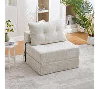 Direct Wicker Tufted Chenille Folding Sofa Bed with Pillow & Back Support in Light Beige | Size: 1 Pack Direct Wicker Light Beige 1 Pack