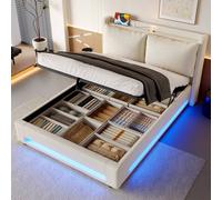 Direct Wicker Velvet Upholstered King Storage Bed Frame with Hydraulic Lift System in Beige Direct Wicker Beige King