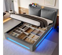 Direct Wicker Velvet Upholstered Storage Super King Bed Frame, Hydraulic Lift in Dark Grey Direct Wicker Dark Grey Super King