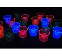 DIRECTGLOW LLC 4 Ounce Assorted UV Blacklight Reactive Soft Plastic Bomber Glow Party Shot Glass Cups (20 Count), Multicolor