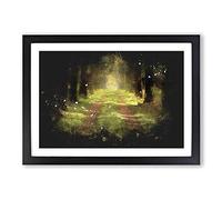 Direction of The Forest Paint Splash Framed Print | A2 Black Framed Wall Art | Ready to Hang | Modern Landscape Picture | Living Room Bedroom Lounge Office
