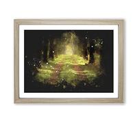 Direction Of The Forest Paint Splash Modern Art Framed Print | A3 Oak Framed Wall Art | Ready to Hang | Modern Landscape Picture | Living Room Bedroom Lounge Office