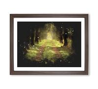 Direction Of The Forest Paint Splash Modern Art Framed Print | A3 Walnut Framed Wall Art | Ready to Hang | Modern Landscape Picture | Living Room Bedroom Lounge Office
