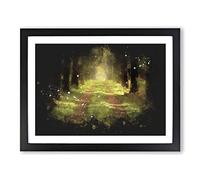 Direction Of The Forest Paint Splash Modern Art Framed Print | A4 Black Framed Wall Art | Ready to Hang | Modern Landscape Picture | Living Room Bedroom Lounge Office