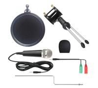 Directional Condenser Microphone Kit for Streaming and Podcast Setup | Black Metal and Plastic Build, Tripod Stand, Pop Filter, Audio Cable, Tabletop Mounting