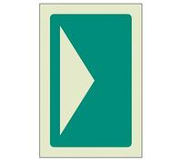 Directional indicator for first aid equipment (rigid glow in the dark safety sign)