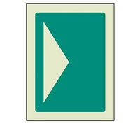 Directional indicator for first aid equipment (rigid glow in the dark safety sign)