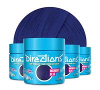 Directions Vivid Midnight Blue Semi Permanent Hair Dye 100ml, Vegan Deep-Conditioning Formula, Deep Blue Shade - 4 Pack
