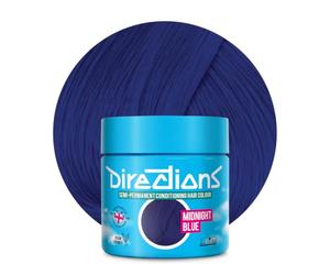 Directions Vivid Midnight Blue Semi Permanent Hair Dye 100ml, Vegan Deep-Conditioning Formula, Deep Blue Shade - 1 Pack
