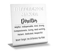 Director Appreciation Gifts, Difference Maker Stainless Steel Desk Sign, Thank You Office Decor Gift for Boss Leader Manager Director Mentor, Inspirational Desk Plaque bke71