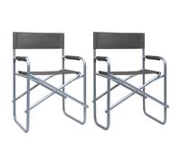 Director's Chair 2pcs/set Grey Steel Frame Foldable Camping Seat 48x57x79 cm Pro